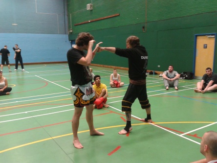 GLEN HAWMAN: Kru Glen Hawman with 25 years of fighting experience teaching students at the club