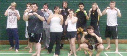 TEESSIDE UNIVERSITY MUAY THAI CLUB: Fighters put up their dukes prior to their training